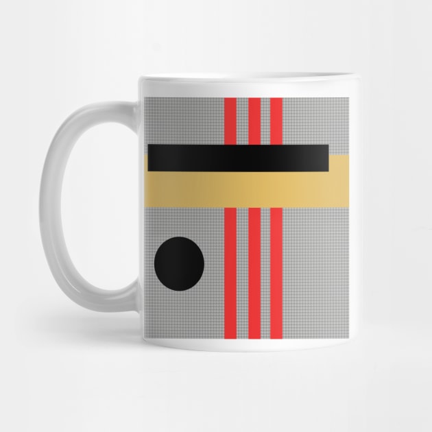 Geometric Abstract Minimal in Gold Black and Red by aldersmith